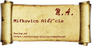Mifkovics Alícia névjegykártya